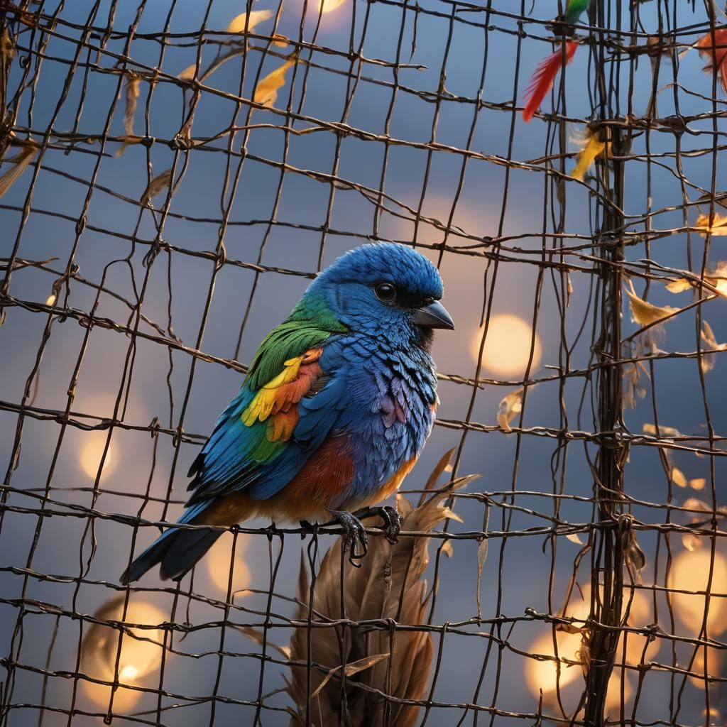 Blue Bird Portrait in Anime Style