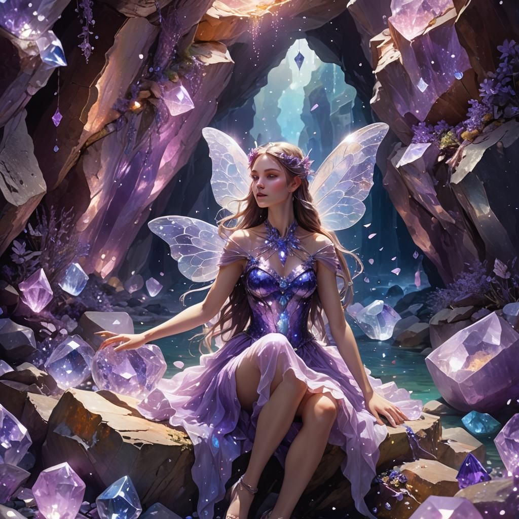 Fairy in Gem Cavern: Matte Painting with Voluminous Light