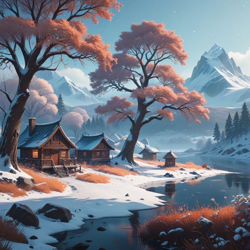 Winter Wonderland in Vibrant Anime Style