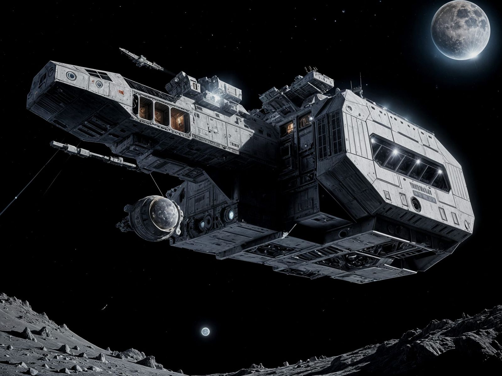 Rocinante Spaceship from The Expanse near Asteroid