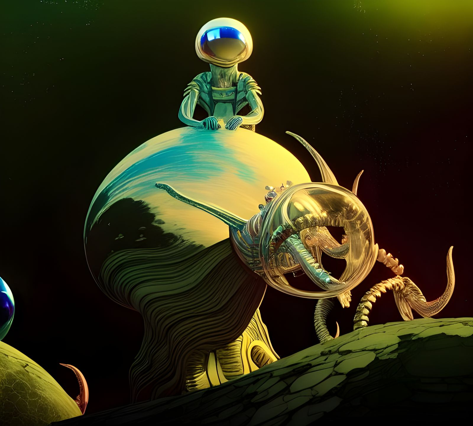 Surreal Alien Being in a Celestial Landscape