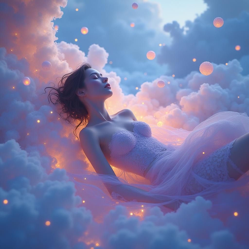 Ethereal Woman in Dream Realm: Fantasy Concept Art