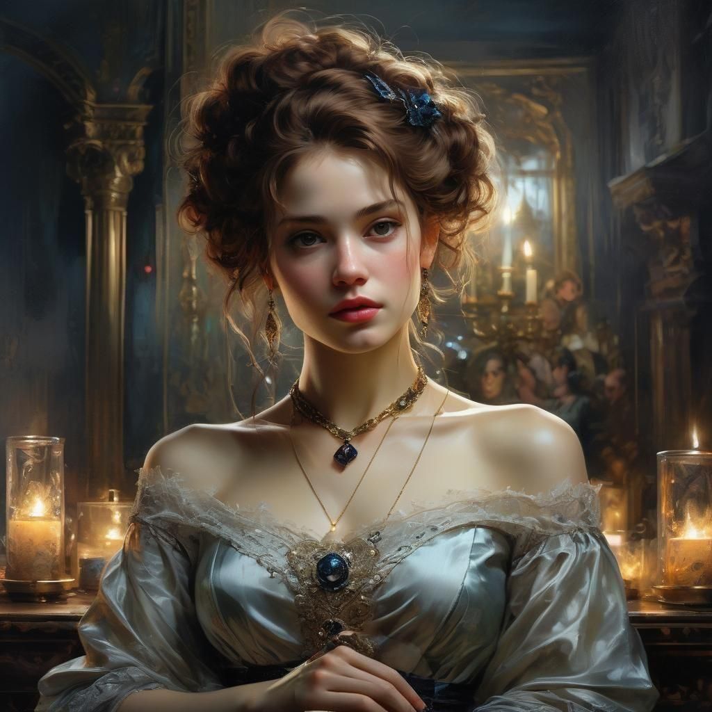 Victorian Woman Portrait in Dark Fantasy Style