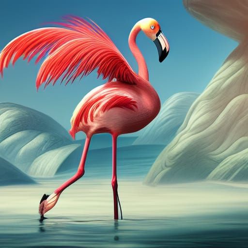 Fantastical Flamingo Penguin Hybrid in Detailed Matte Painti...
