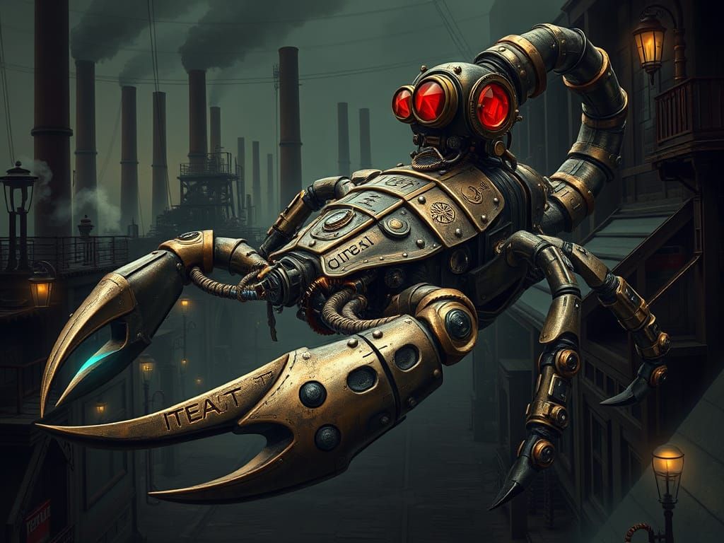 Steampunk Mechanical Scorpion: A Terrifying Alien Construct