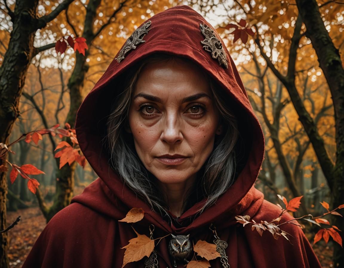 Witch in Autumn Forest Portrait