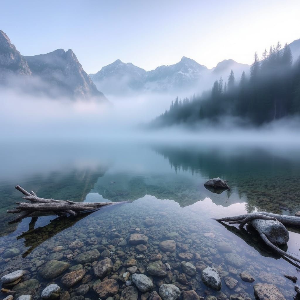Crystal Lake in Misty Morning Light