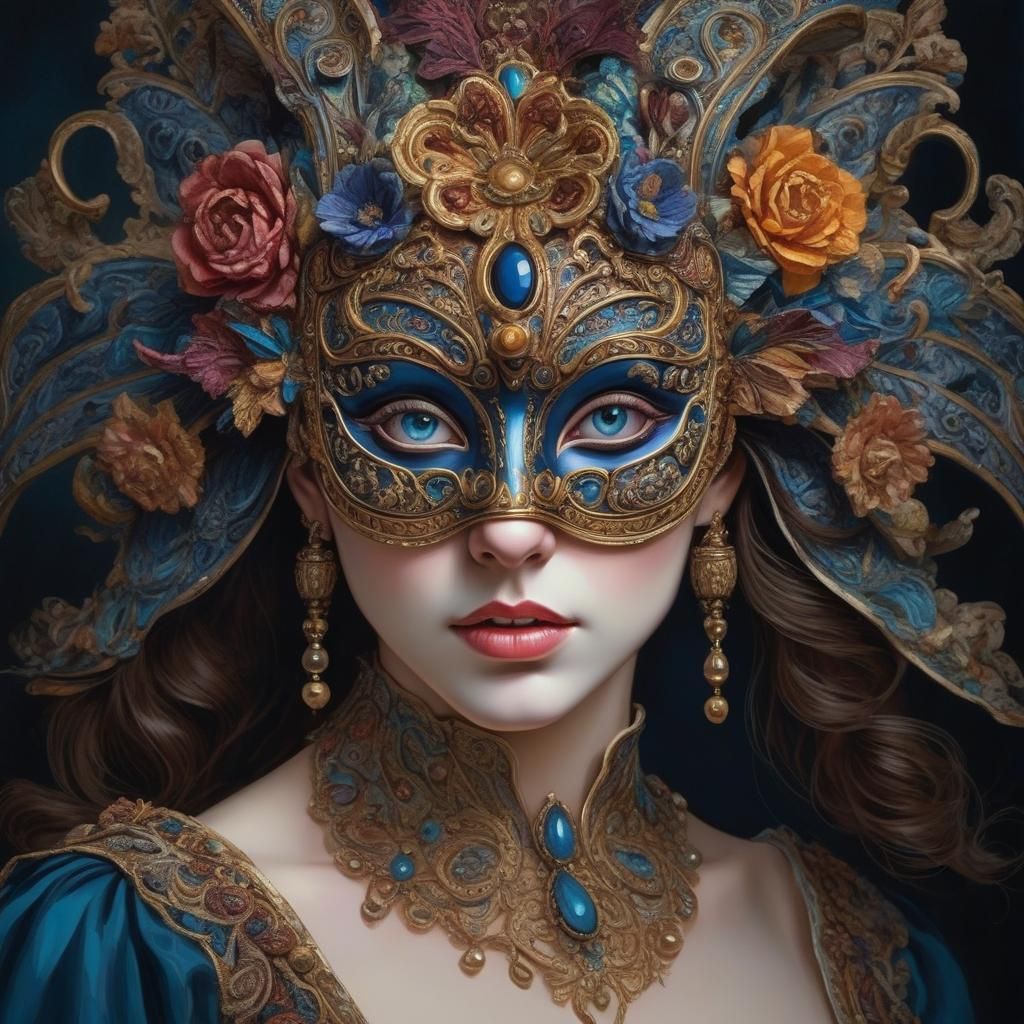 Intricate Theatrical Mask with Expressive Eyes