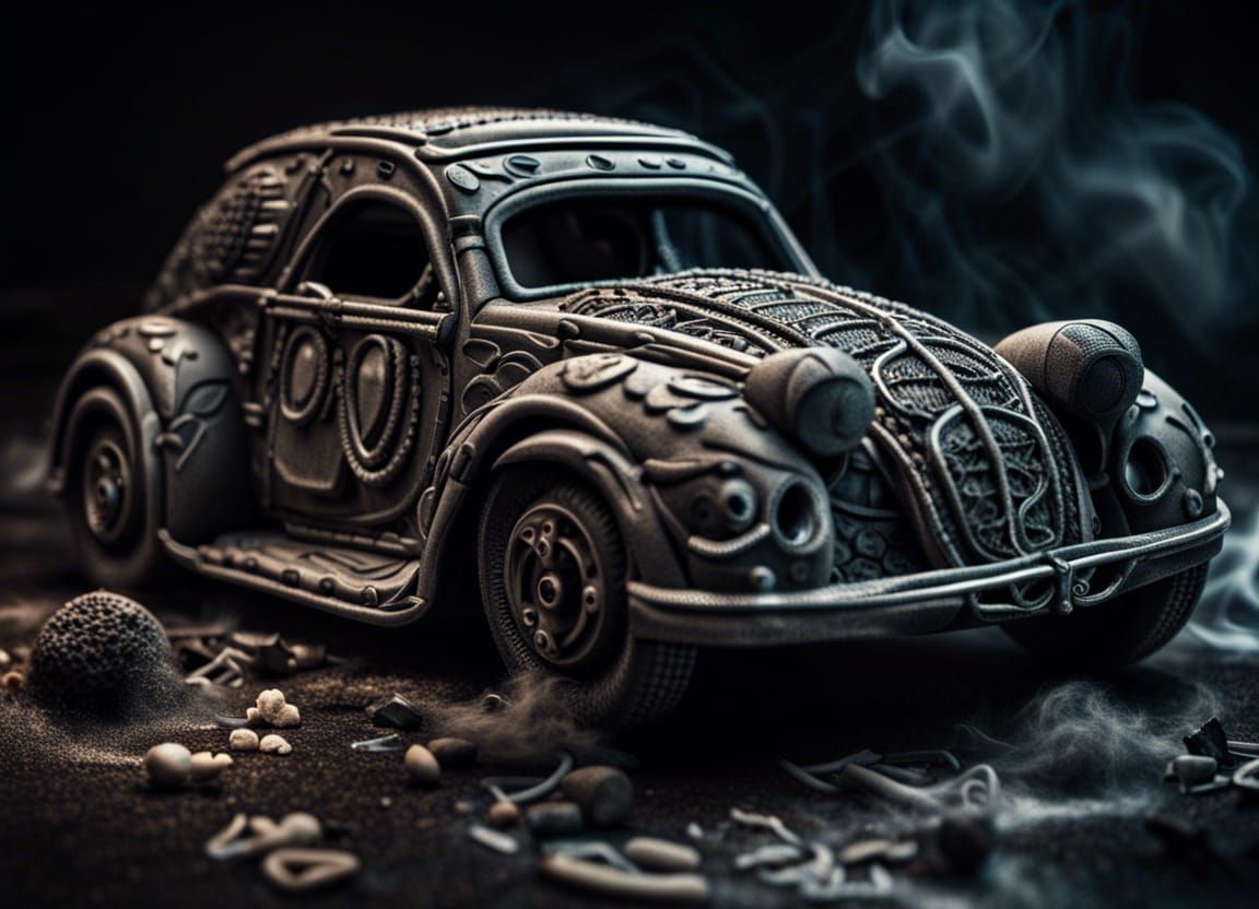Futuristic Playdough Car Emitting Smoke, Hyperrealistic Rend...