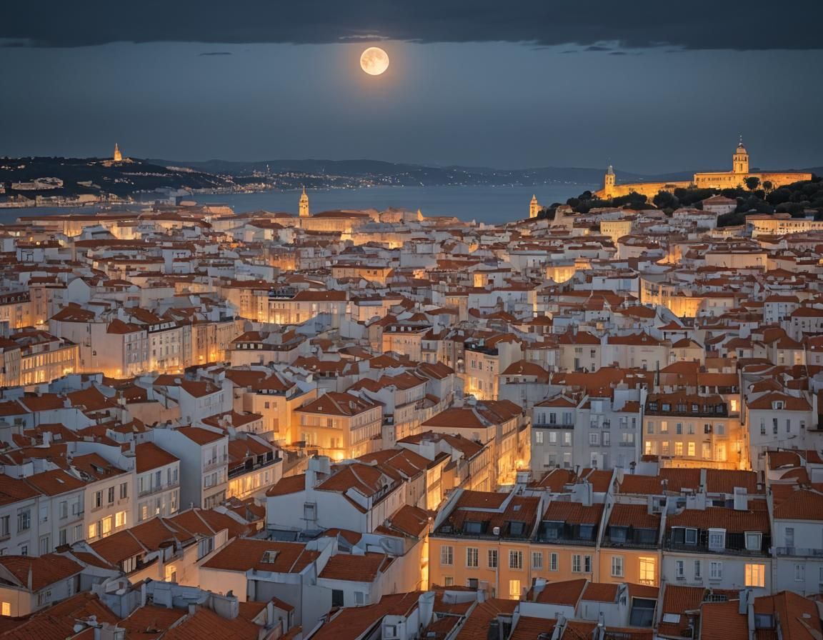 Blue Moon Over Lisbon in HDR Photography