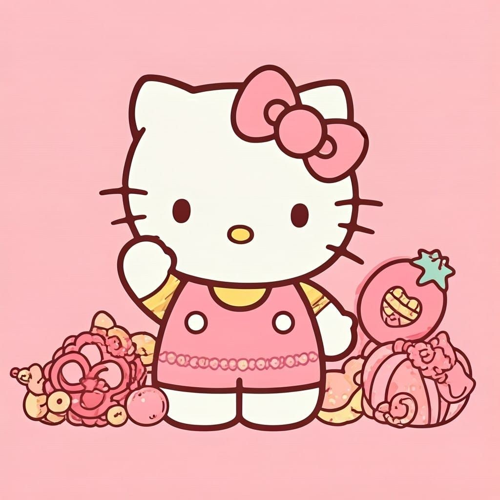 Kawaii Hello Kitty in Pastel Paradise