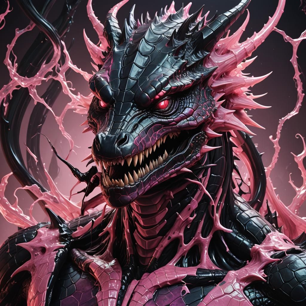 Bioluminescent Extraterrestrial Crocodile Portrait in Art No...