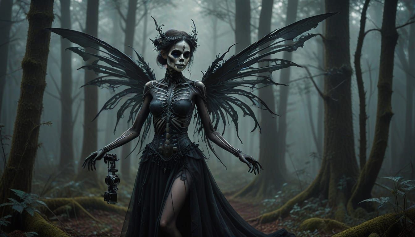 Ethereal Fairy Necromancer Captured in Dark Fantasy Photogra...