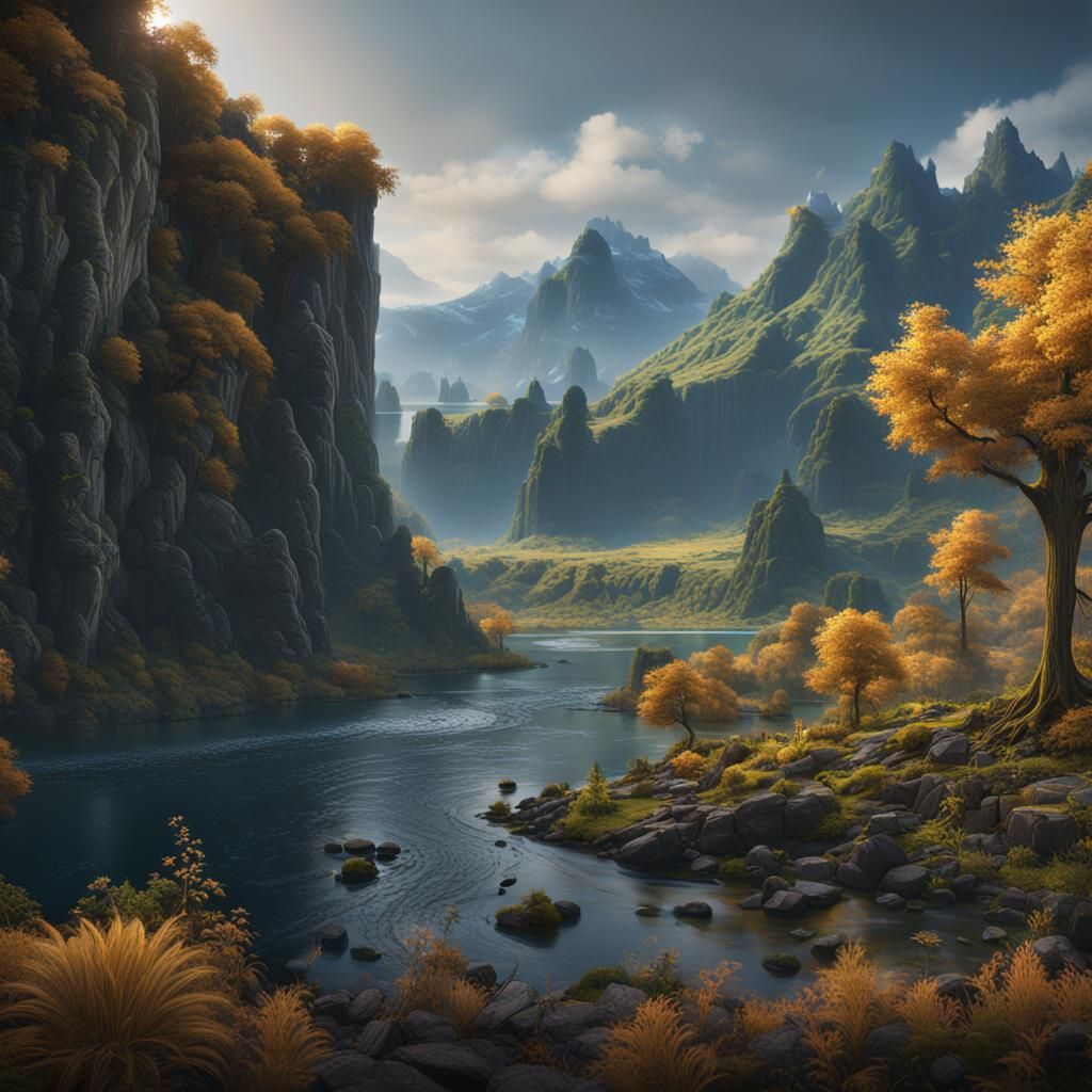 Detailed Matte Painting of the Columbia River