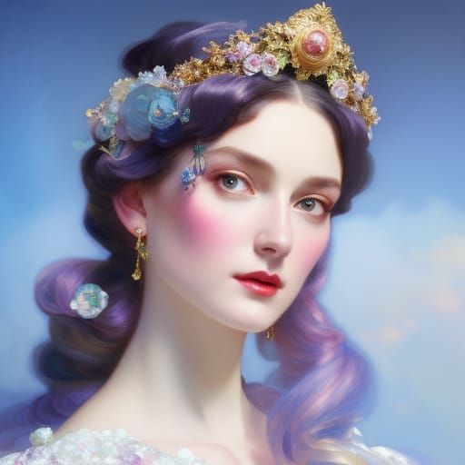 Rococo Portrait of a Lady in Ribbons and Gems