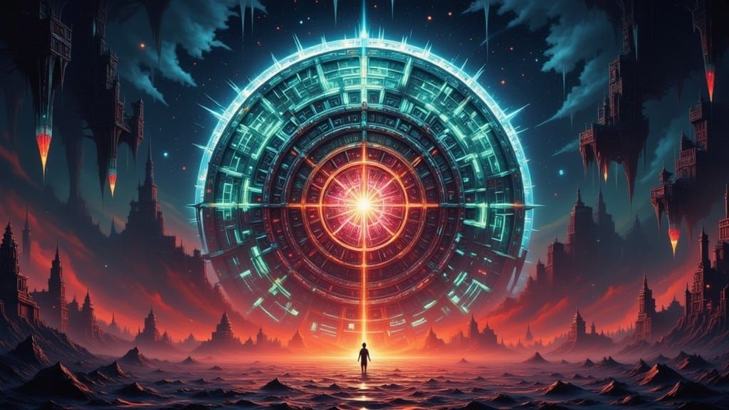 Alien Mandala in Cosmic Digital Matte Painting Style