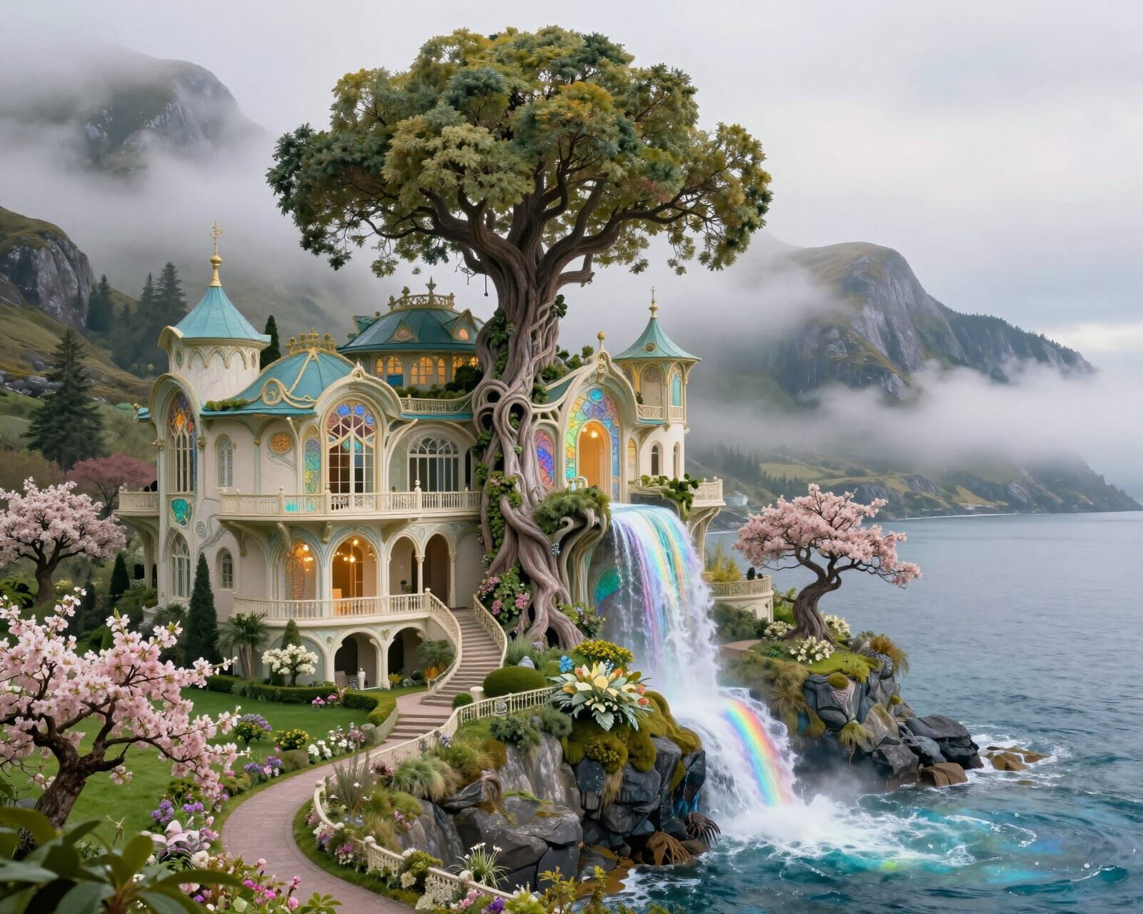 Ethereal Seelie Palace in Misty Highlands