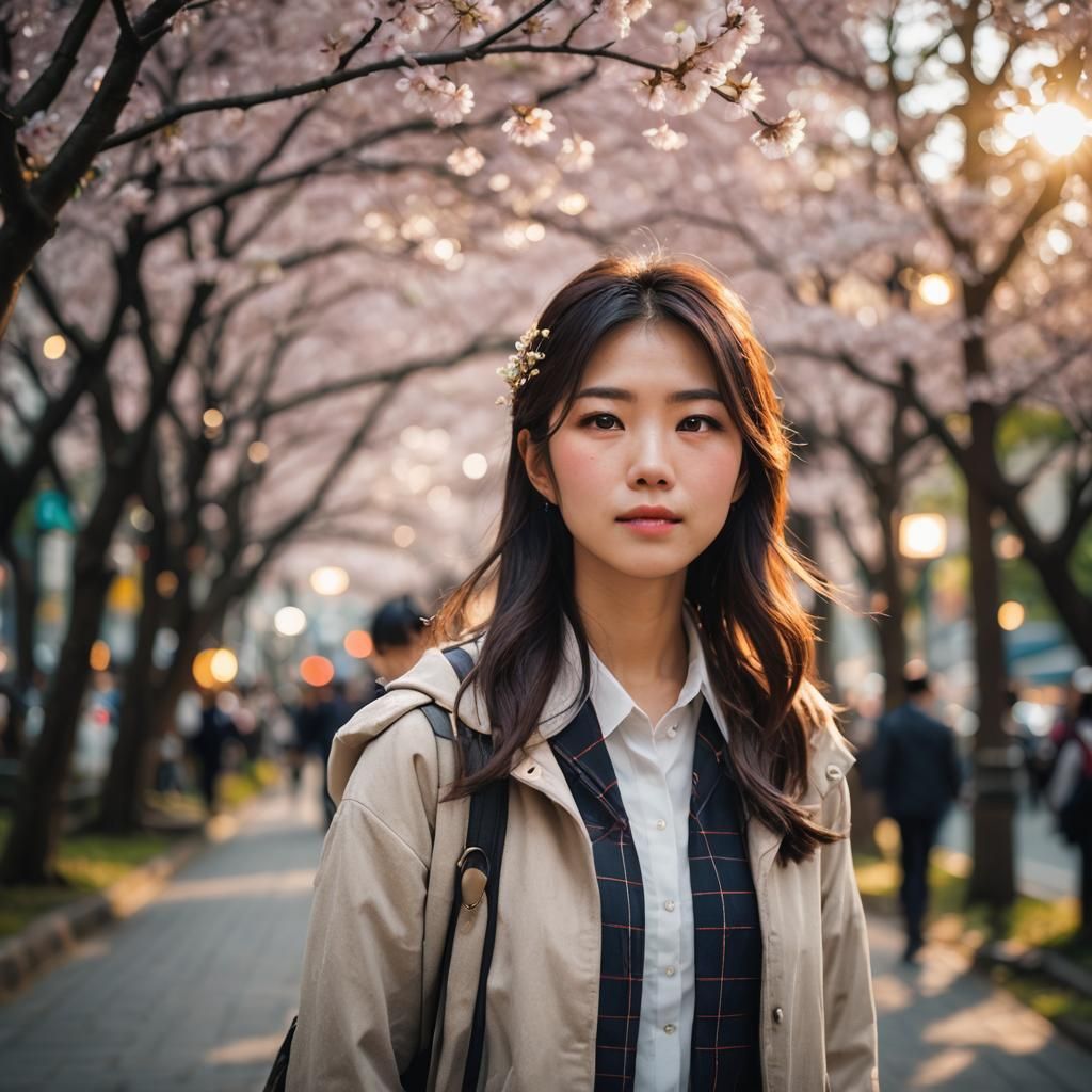 Portrait of Japanese Girl with Bokeh