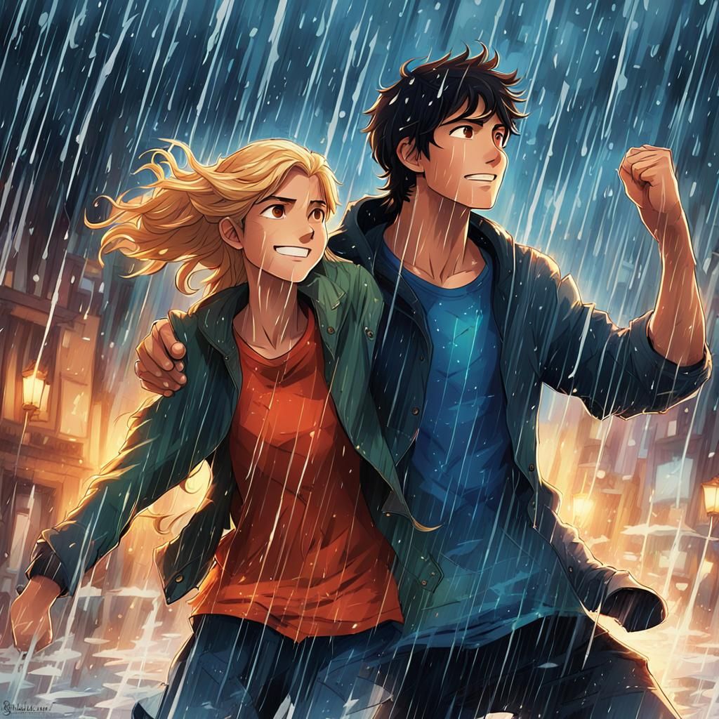 Percy Jackson and AnnaBeth Chase in Anime Style