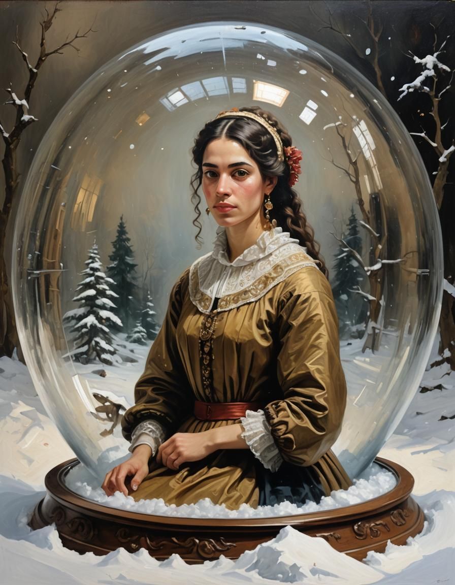 Israeli Woman in Snow Globe, Velazquez Style