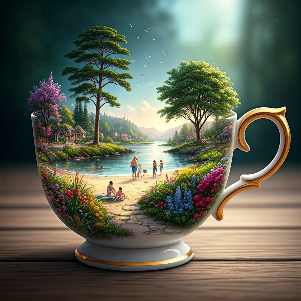 Ethereal Miniature World in Antique Cup