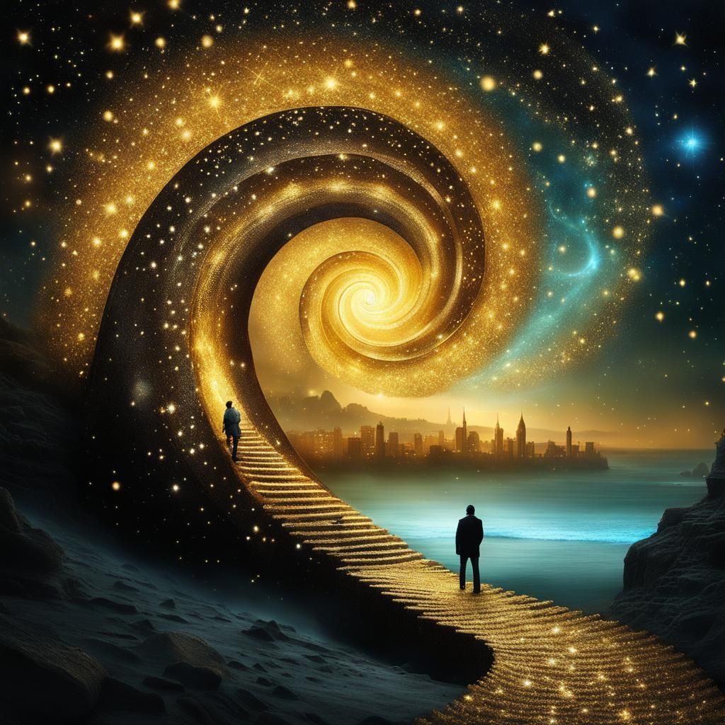 Golden Star Portal Surreal Optical Illusion