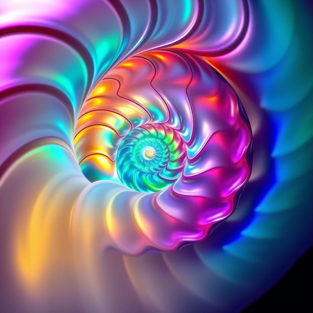 Dreamlike Nautilus Shell in Iridescent Glow