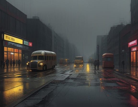 Abandoned City Street at Twilight