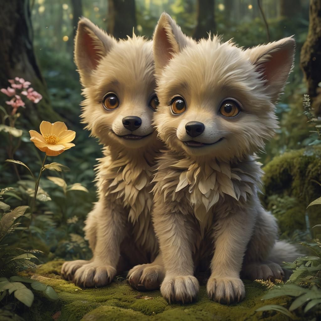 Cute Baby Wolfman in Forest: Whimsical Concept Art