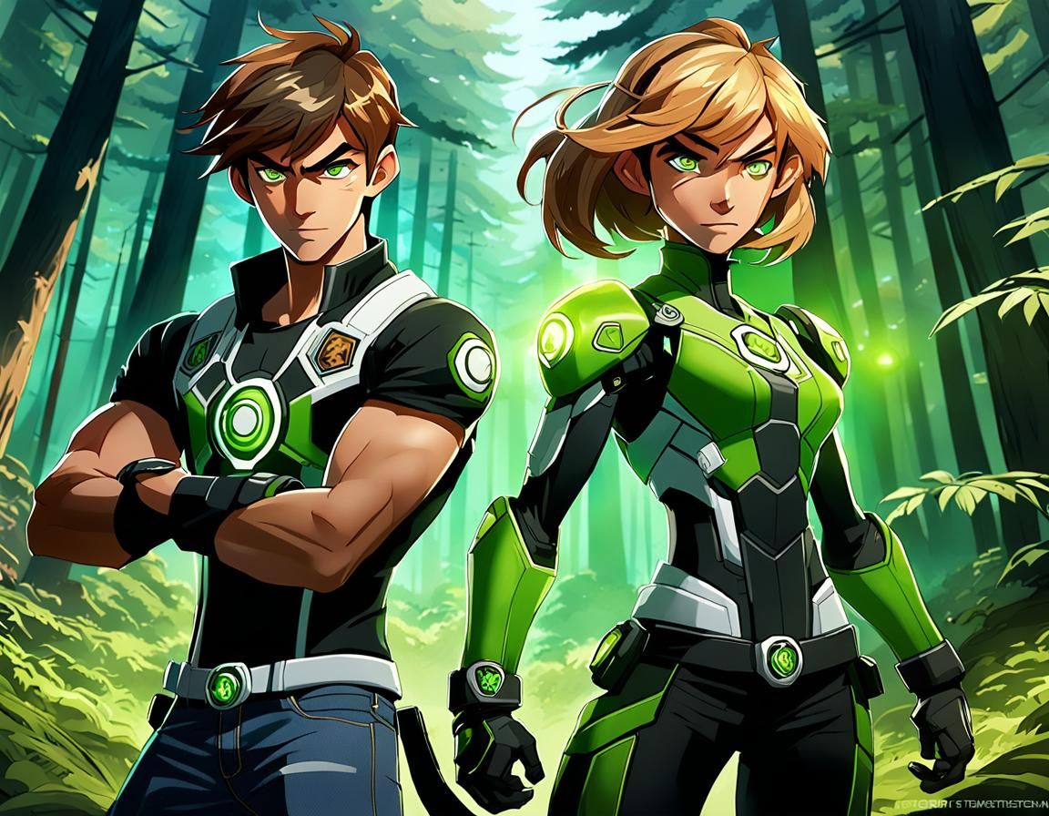 Heroes Back-to-Back in Grim Forest, Hyperdetailed Art