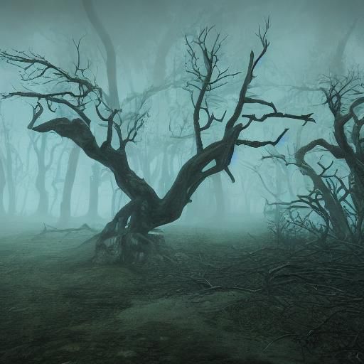 Eerie Ghostly Figure in Radioactive Swamp