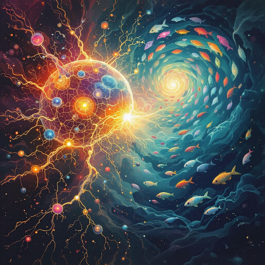 AI Art: Brain as a Machine Fighting Beliefs