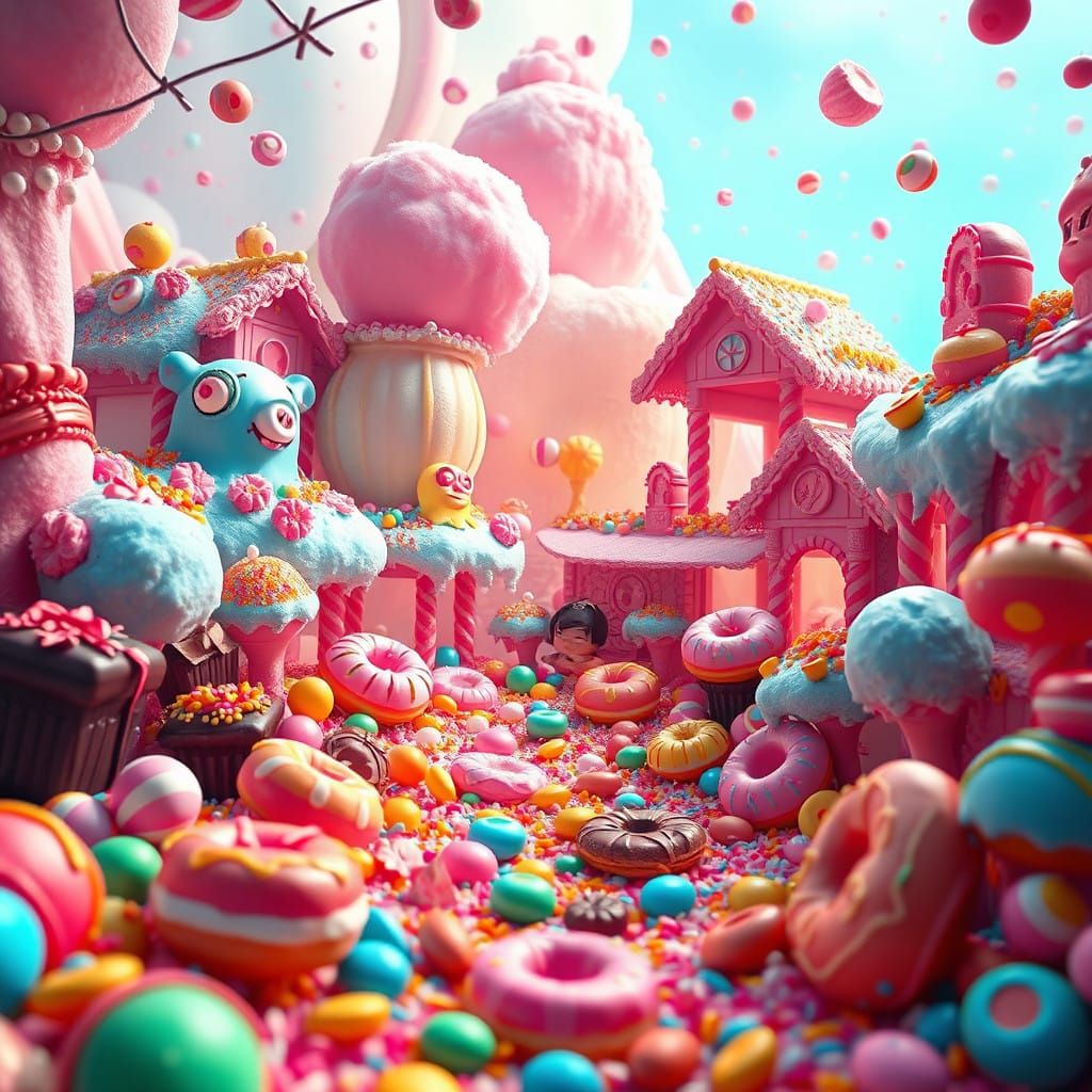 Sugar-Coated Wonderland in Cyberpunk Style