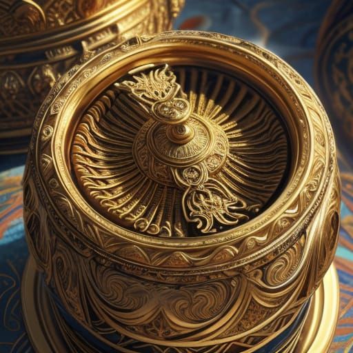 Surreal Krater on Throne in Golden Light