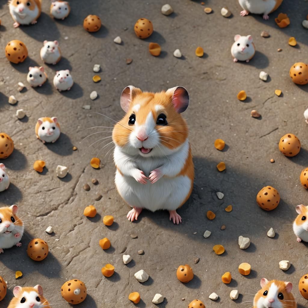 Hamster Hero in Fairy-Tale Landscape: 3D Illustration