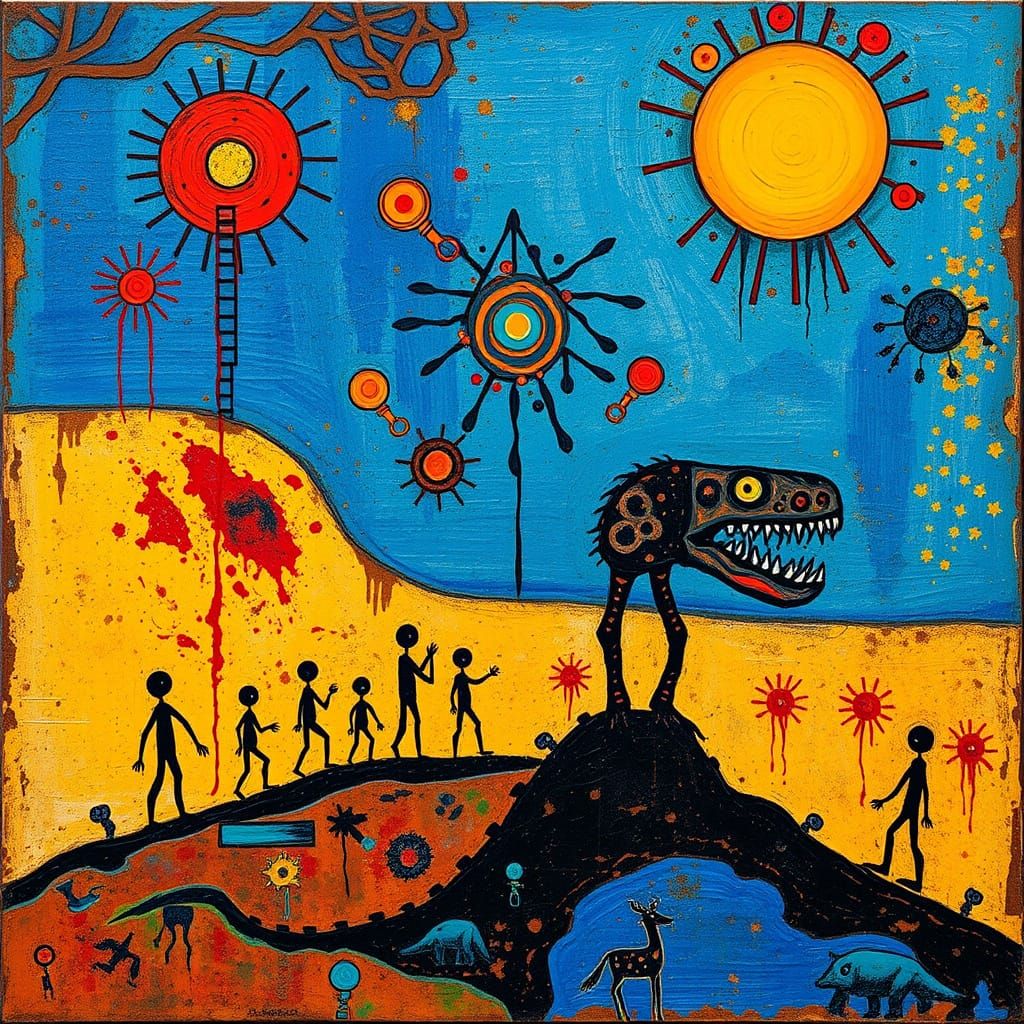 Surreal Apex Predator in a World of Blue Chaos