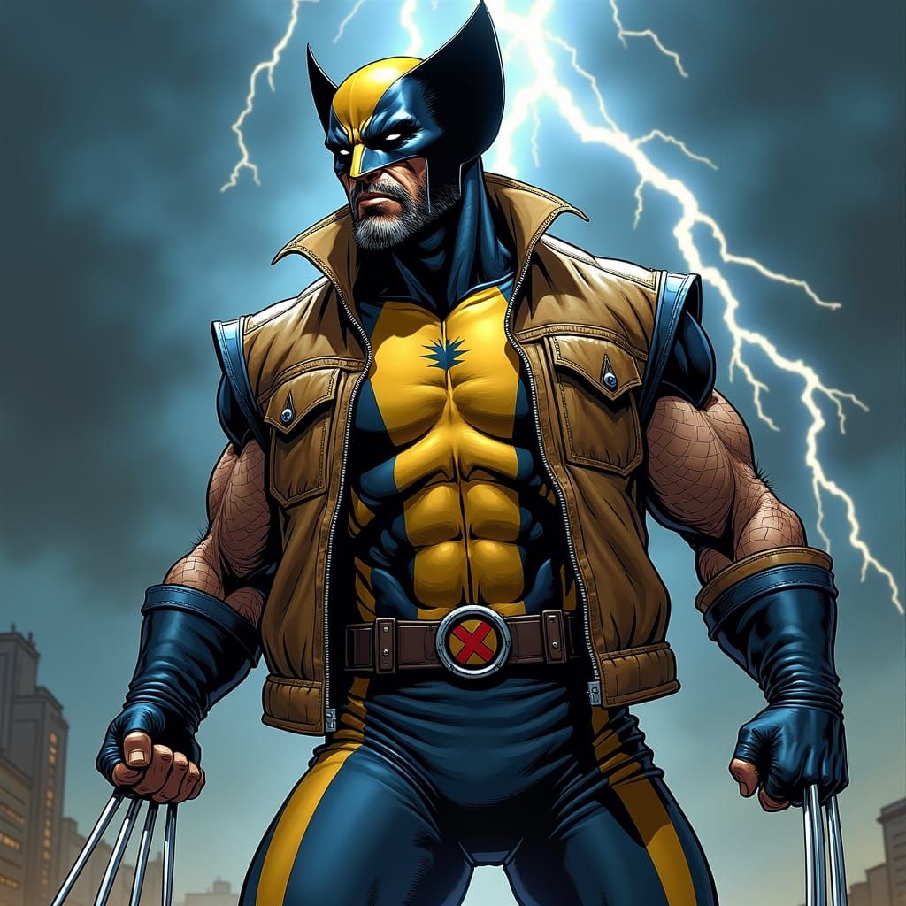 Wolverine in Storm: Comic Book Art Style