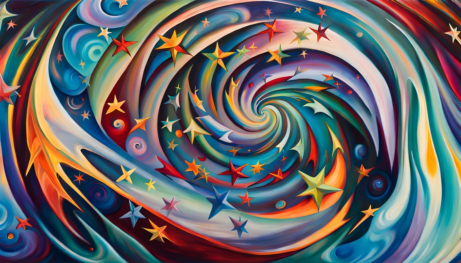 Iridescent Star Cluster in Abstract Expressionist Style