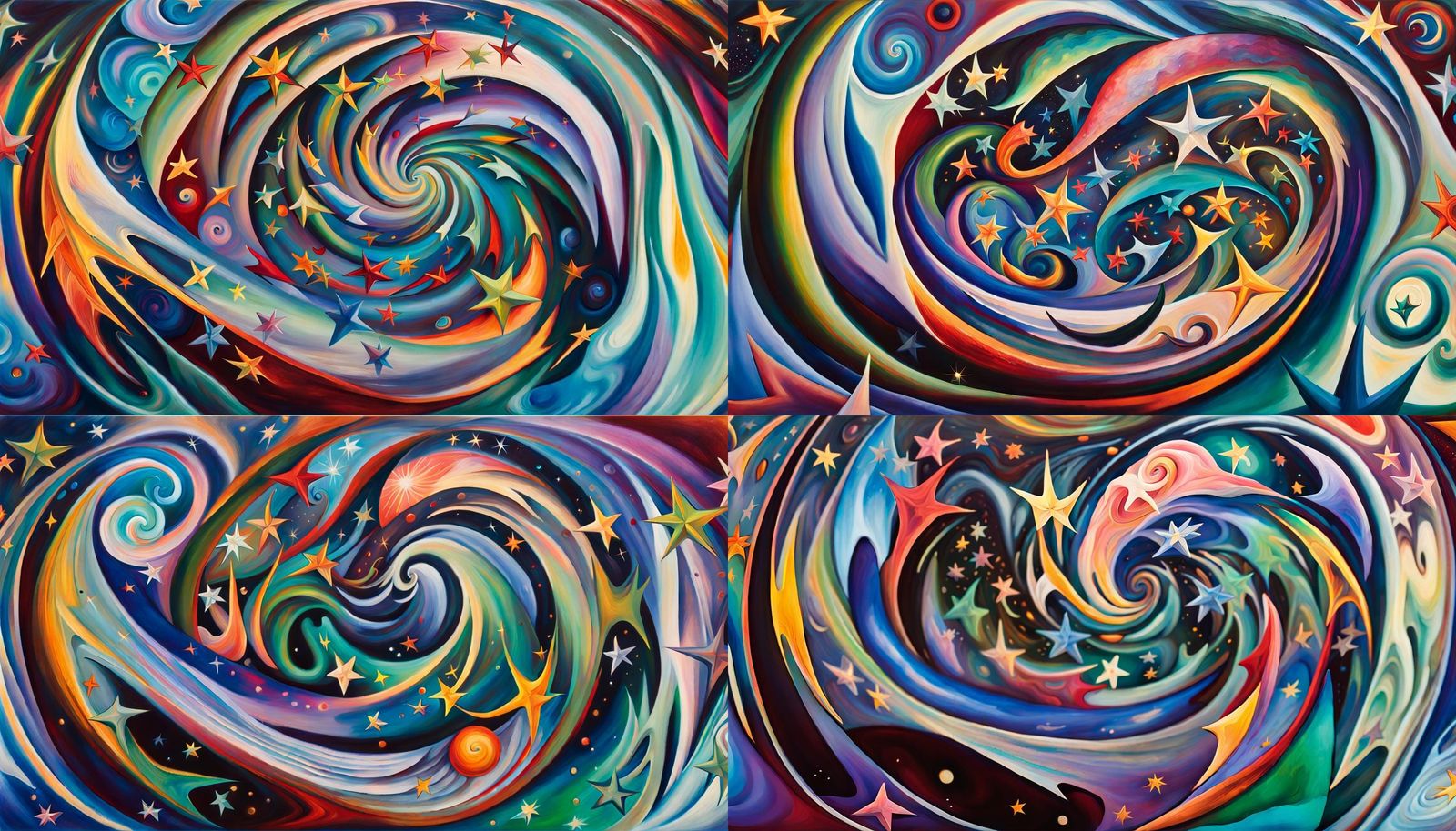 Iridescent Star Cluster Formation in Abstract Expressionism