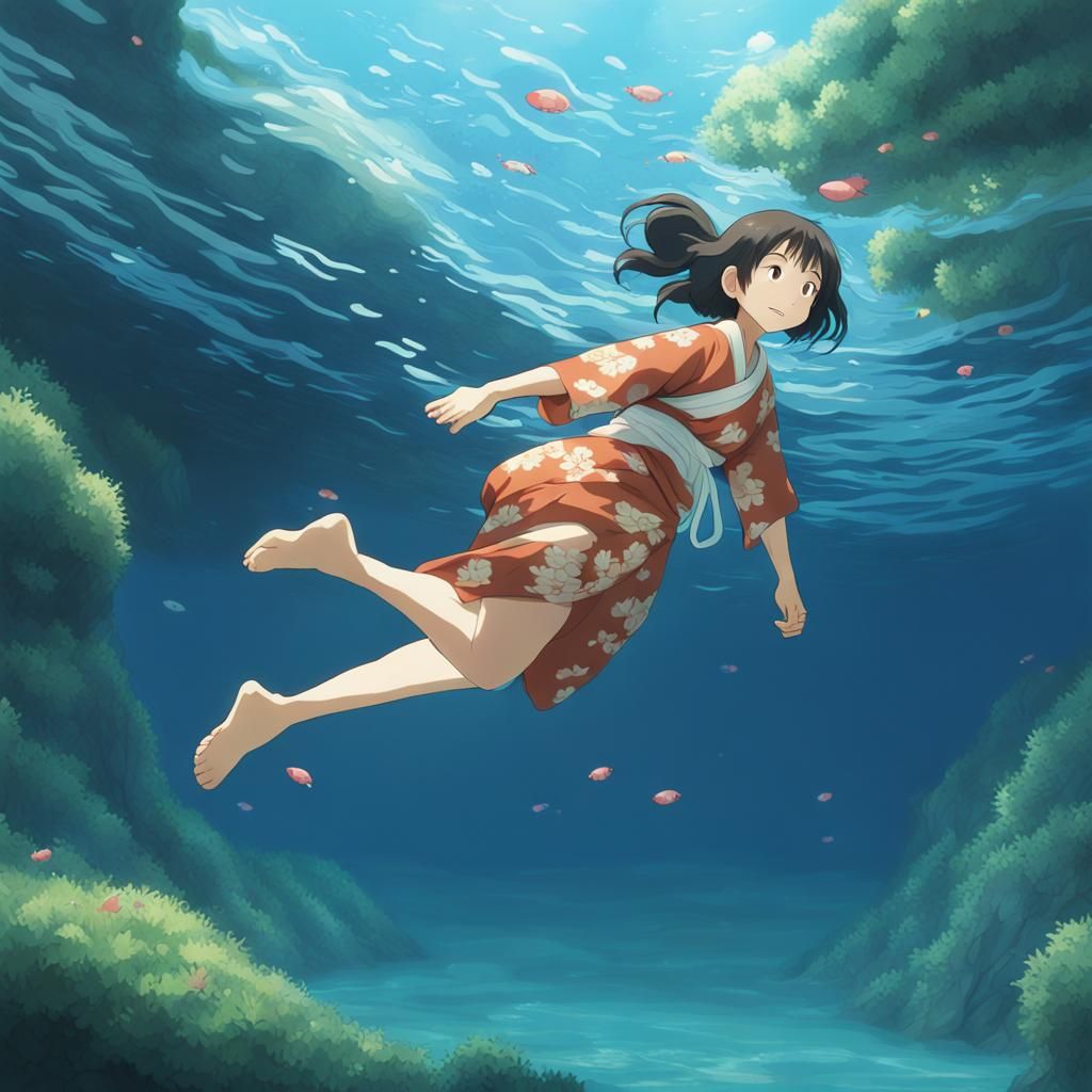 Underwater Kimono Girl: Anime Key Visual