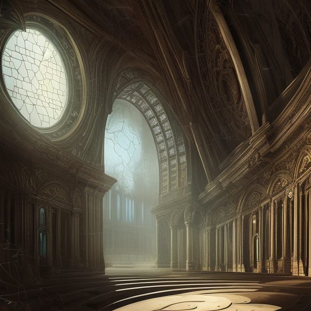 Mirror Room Interior with Brutalist Architecture