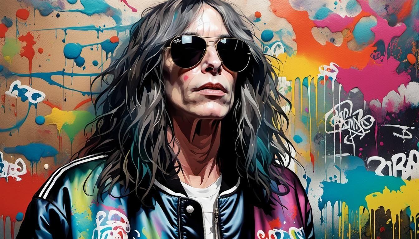 Singer in Padded Room, Graffiti Art Style