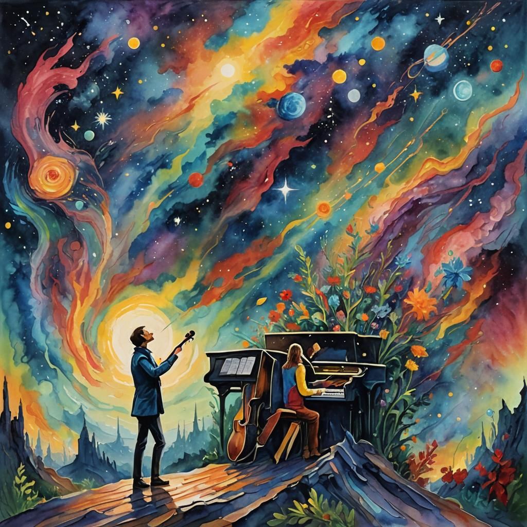 Edge of Universe: Gouache Impressionist Masterpiece