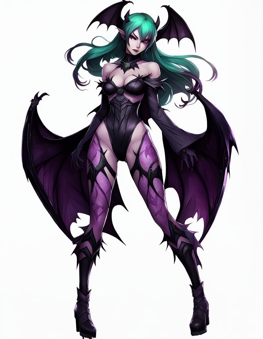 Gothic Demon Girl with Bat Wings