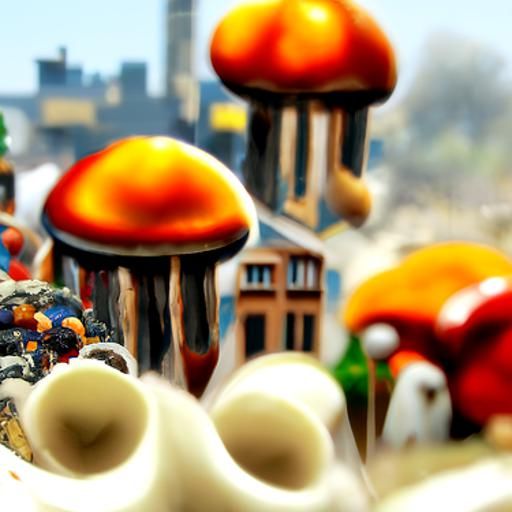 Detailed Mushroom Cityscape in 8K Resolution