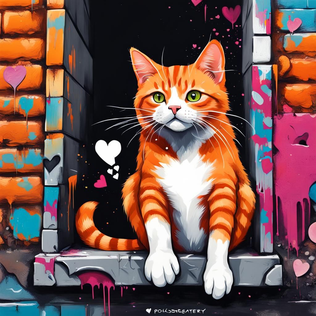 Colorful Graffiti Art Ginger Tabby Cat