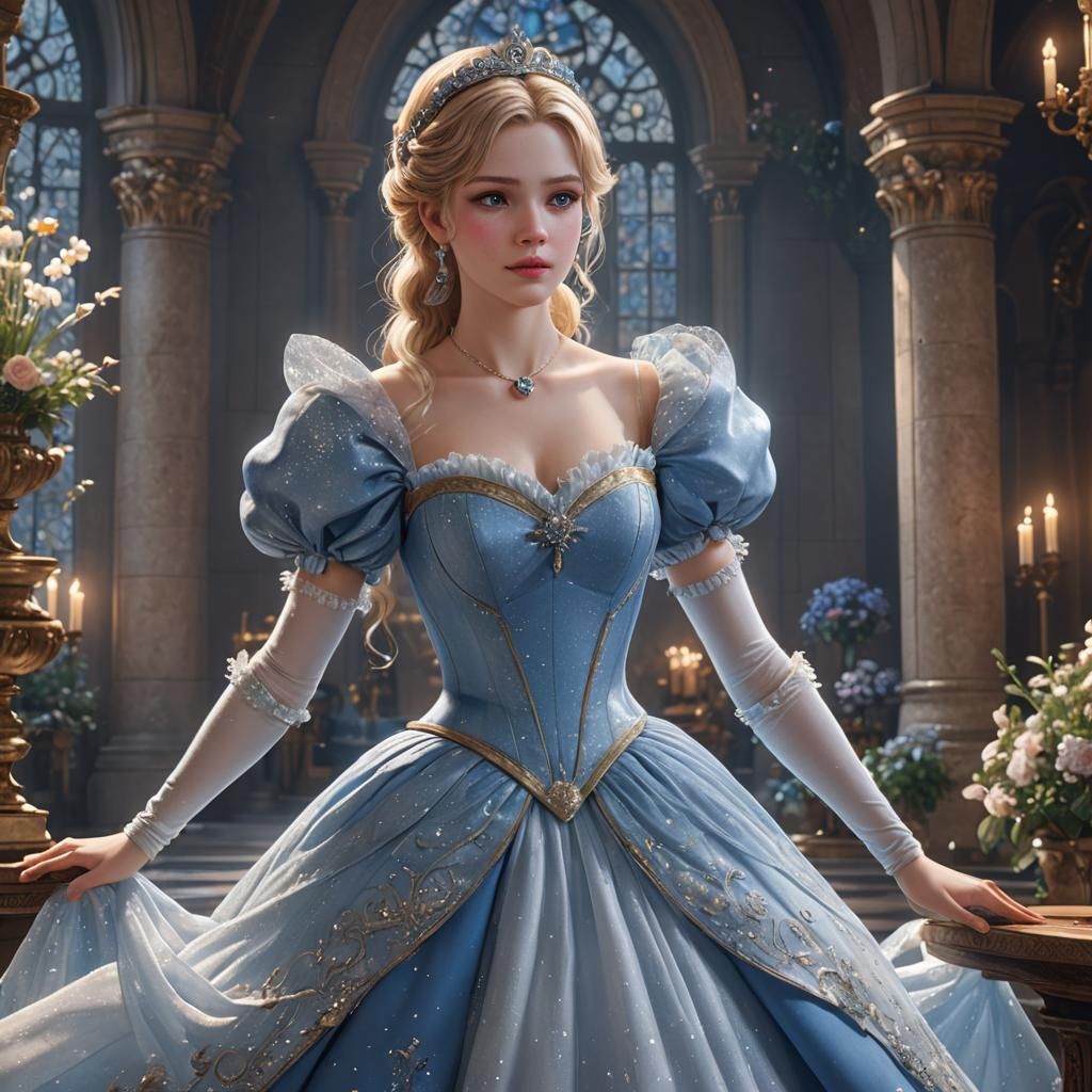 Detailed 3D Anime Cinderella Concept Art