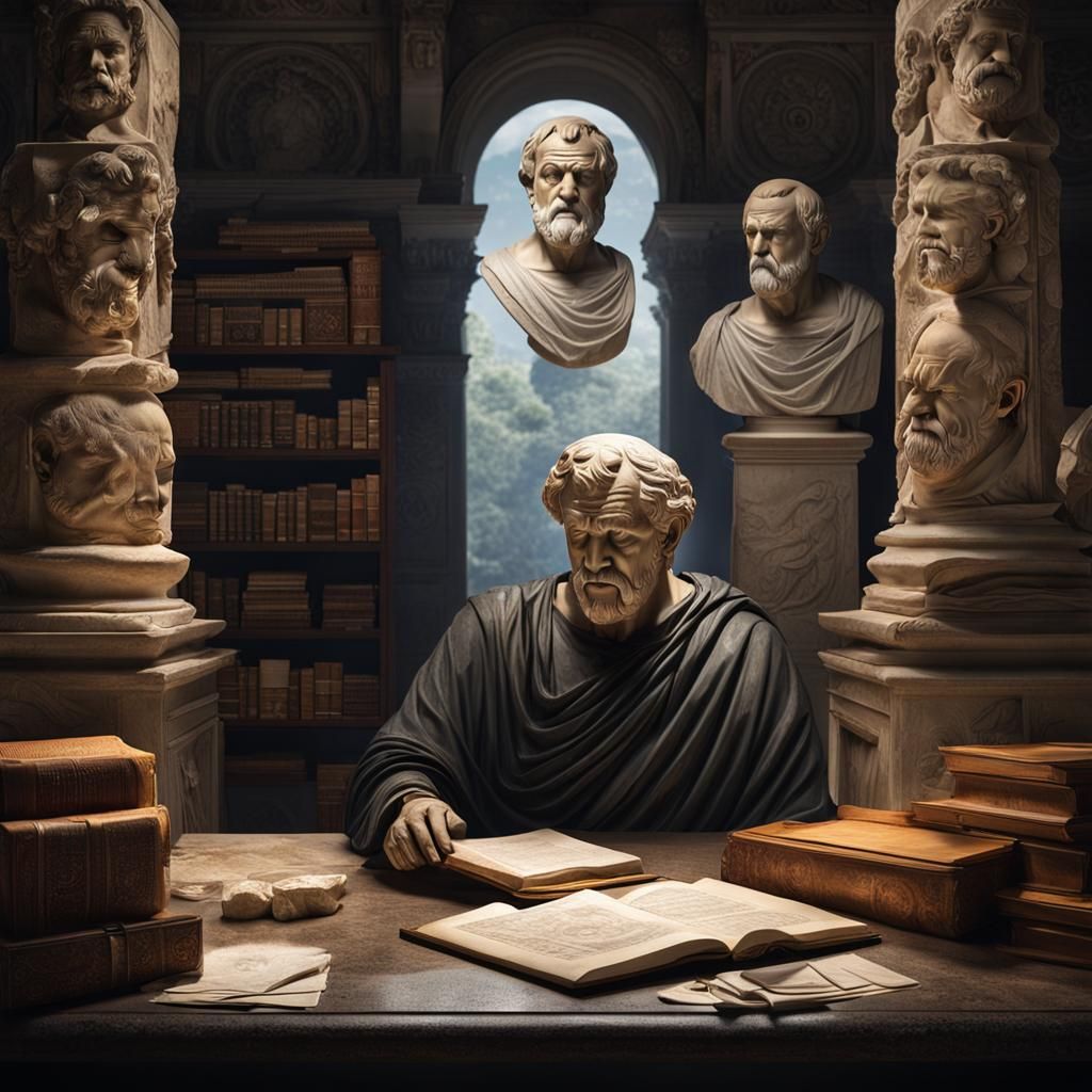 Roman Marble Bust of Seneca in Hyperrealism