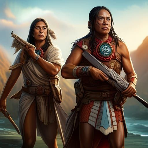 Native American and Tongan Warriors with Firearms