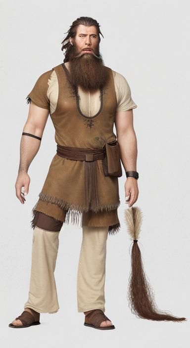 Realistic Giant Folklore Character in Brown Tunic